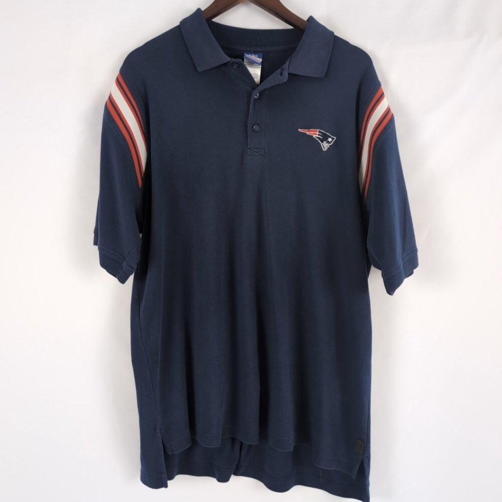 NFL Reebok Men's Navy/Red/White Polo New England Patriots Official Merch, Large